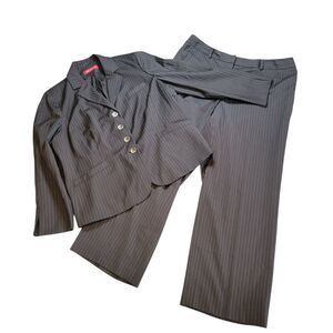Anne Klein Suit Size 18 Blazer Pants 2 Piece Grey Striped